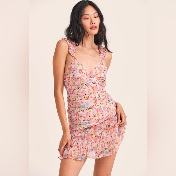 LoveShackFancy Ruffled Floral Crepon Mini Dress - Picture 4 of 15